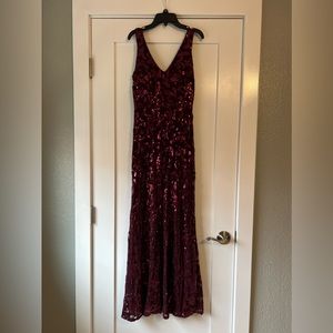 Burgundy sequins size 5 long dress